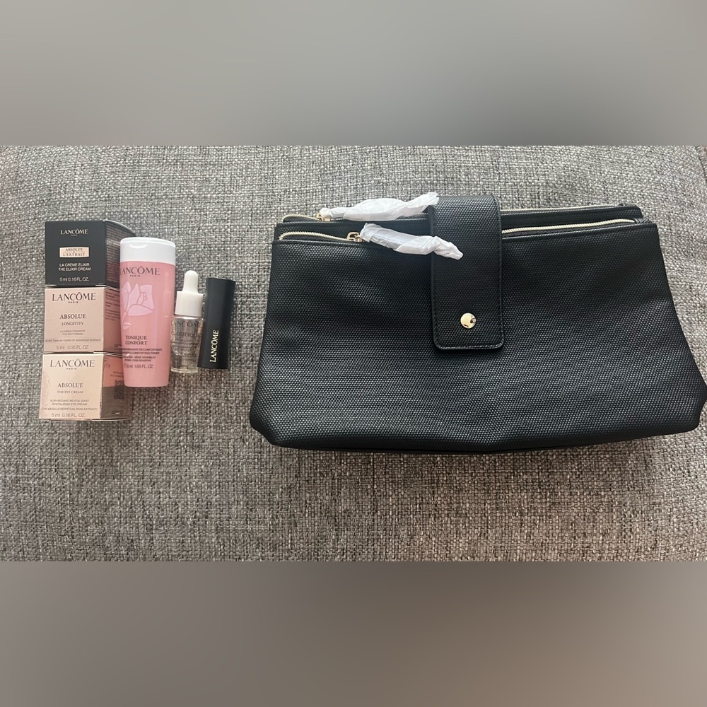 Lancome 7pc Travel Set-Absolue-L'Extrait Creams-Lipstick--Toner-Clarifiq